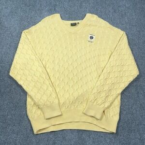 VTG Bobby Jones Notre Dame Chunky Cable 3D‎ Knit Sweater Mens XL Grandpa Golf